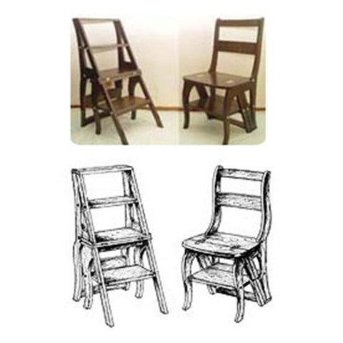 Woodworking Project Paper Plan to Build Library Step Stool-Chair - Image 1