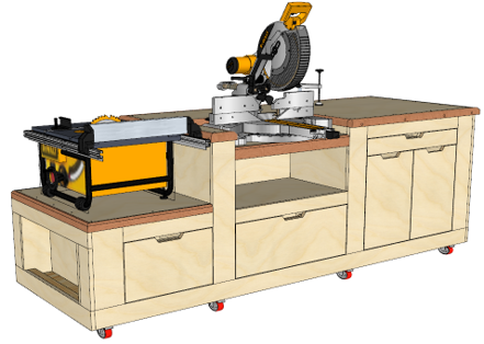 Table Saw Workbench, Miter Saw Workbench, Mobile Workbench - Image 1