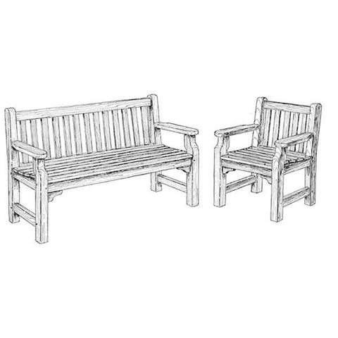 Woodworking Project Paper Plan to Build English Garden Bench and Chair - Image 1