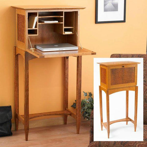 Downloadable Woodworking Project Plan to Build Drop Front Desk woodworking plan