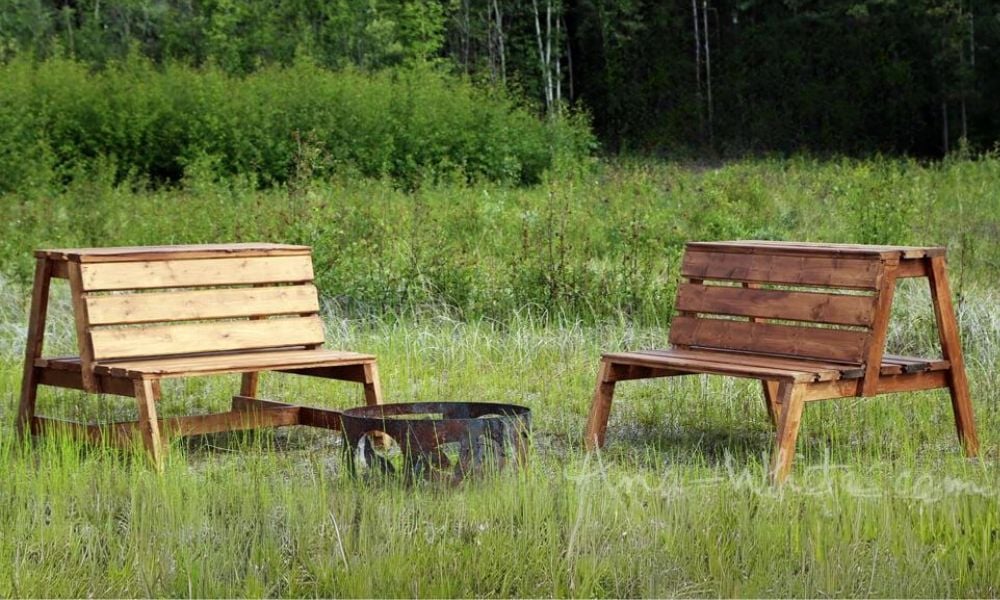Firepit Benches with Table and Storage - Image 1