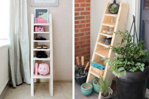 Rustic Ladder Shoe Shelf - Image 1