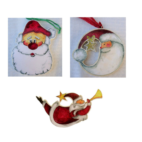Three Santa Face Woodworking Pattern and Picture - Image 1