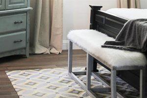 Upholstered Bench with Faux Metal Frame - Image 1