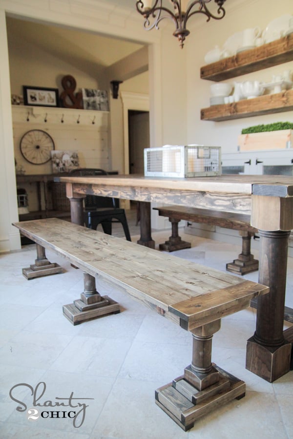 Triple Leg DIY Dining Bench woodworking plan