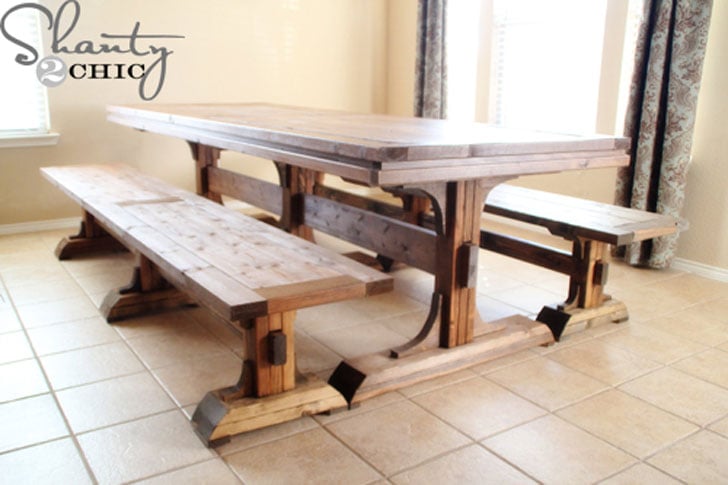 Triple Pedestal Farmhouse Table woodworking plan