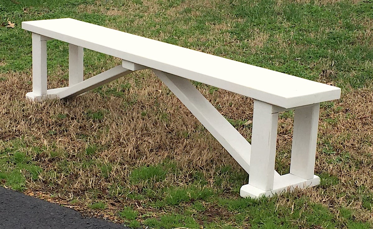 $15 DIY Farmhouse Bench by Happier Homemaker - Image 1