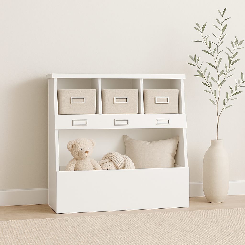 Toy Bin Box with Cubby Shelves - Image 1