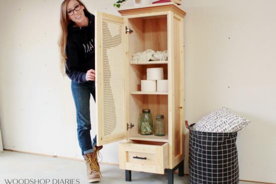 DIY Cane Door Linen Cabinet - Image 1