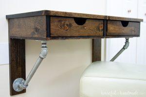 Rustic Industrial Wall Mounted Desk woodworking plan