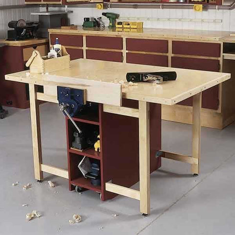 Woodworking Project Paper Plan to Build Drop-Leaf Workbench - Image 1