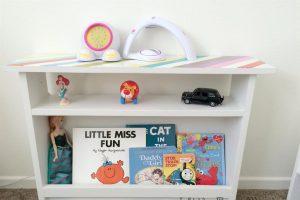 Kids bedside table with book storage woodworking plan