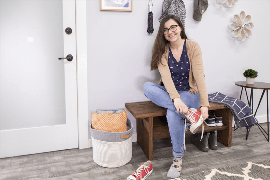 Entryway Bench with Shoe Rack woodworking plan