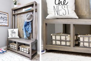 Modern Hall Tree Bench woodworking plan