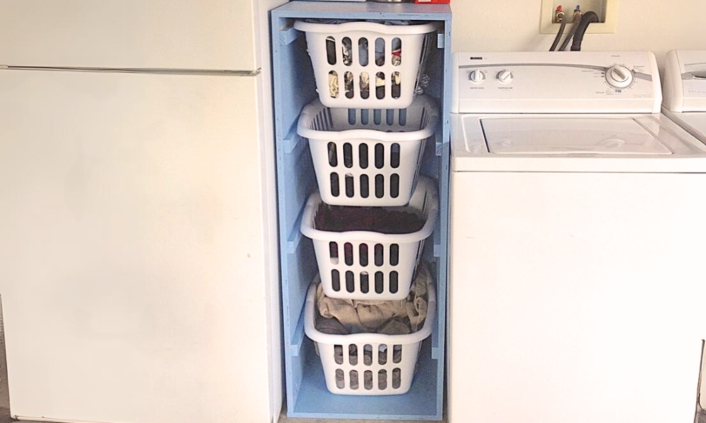 Laundry Basket Organizer Tower – 4 Tall and Lengthwise woodworking plan